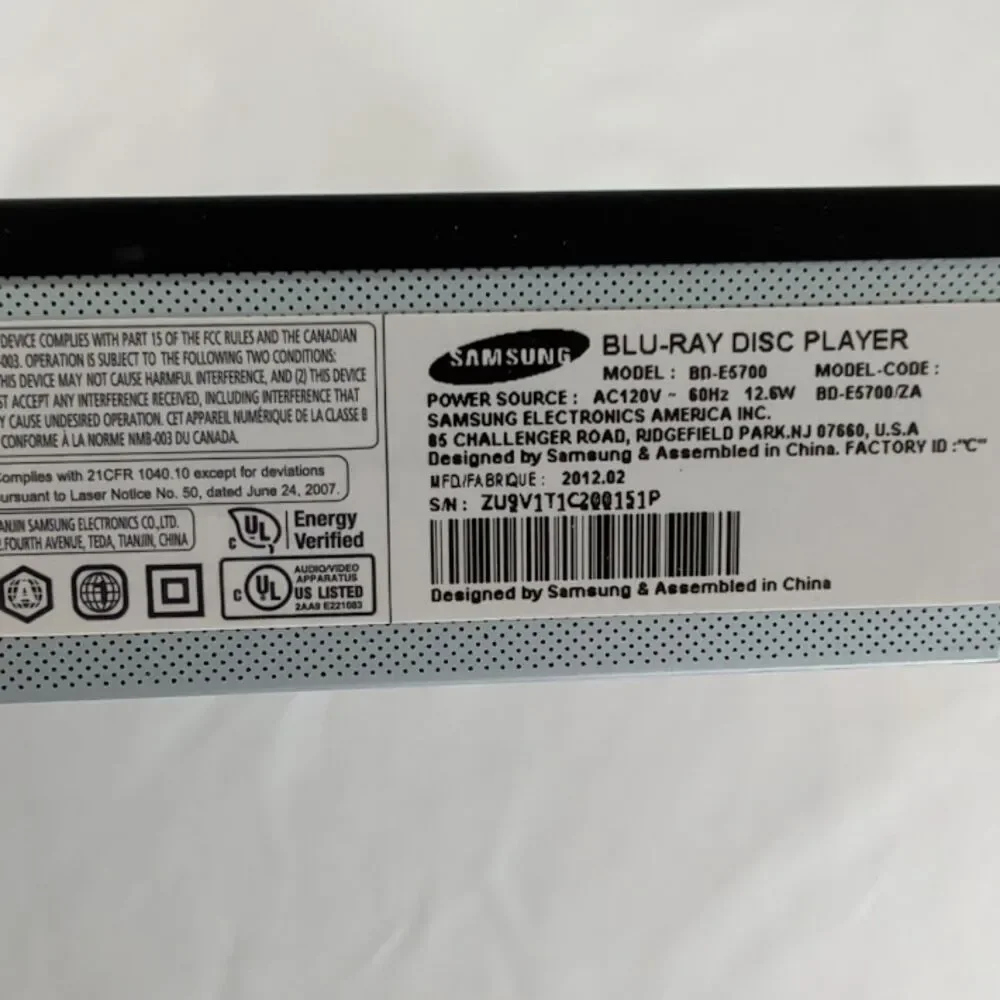 Samsung BD-E5300 Blu-Ray Disc & DVD Player - Clean, Tested & Working (No Remote)